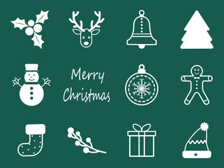 Christmas Icons Flat.Christmas and New Year symbols icon set. Vector collection of new year and Christmas symbols. Winter vector icons.