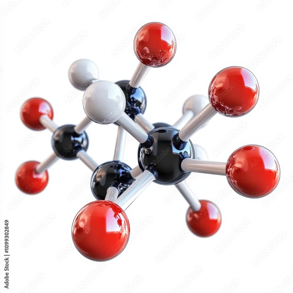 Poster a 3d molecular model illustrating atomic structures and bonds.