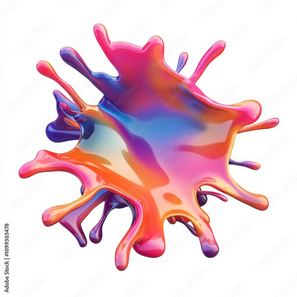Poster a vibrant splash of colorful liquid with dynamic shapes and gradients.