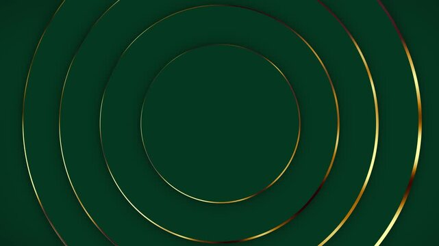Luxury modern golden rings circle intro titles abstract shape 3D animation movement layered pattern background dynamic portal dark colour green shadow