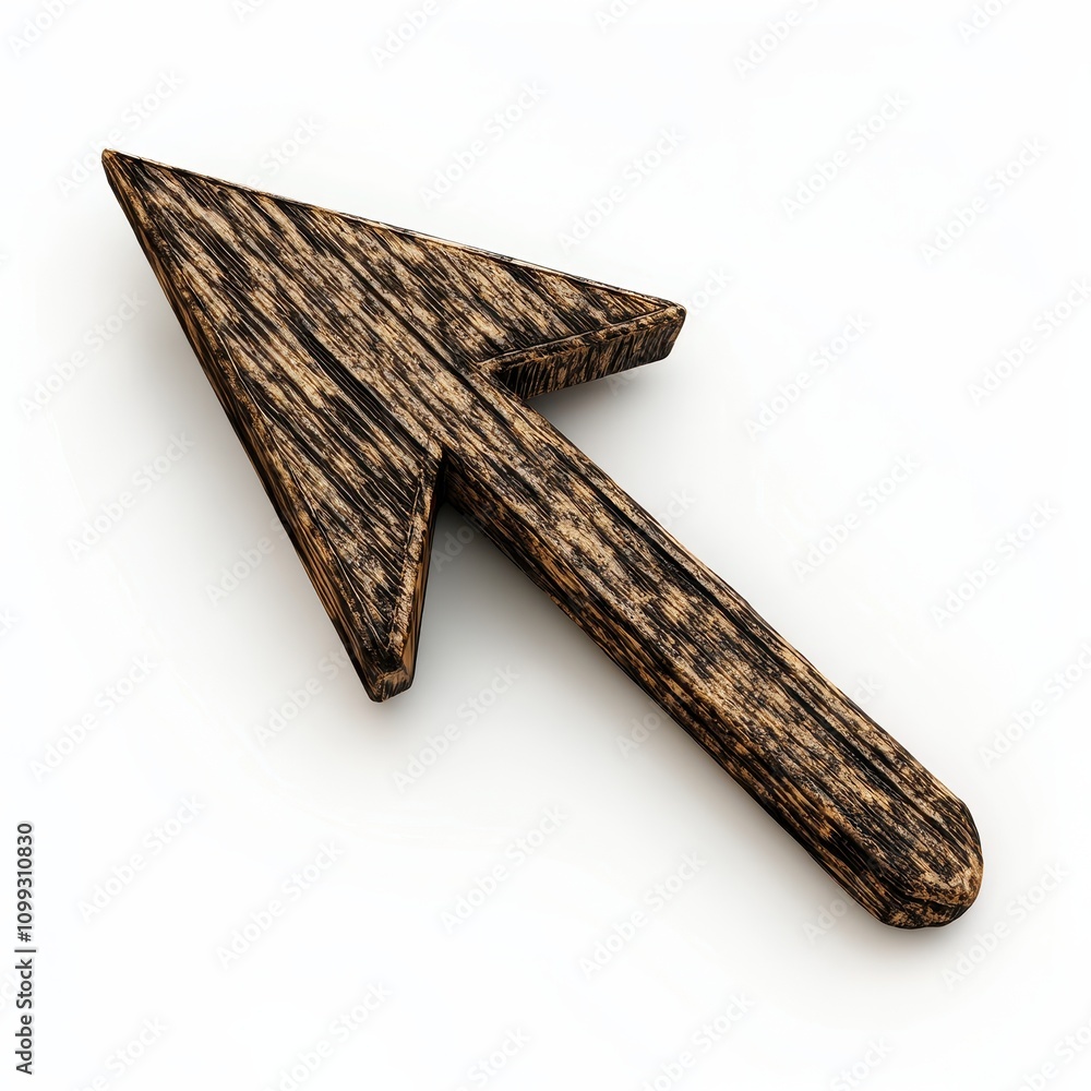 Poster a wooden arrow cursor symbolizing navigation and selection in digital interfaces.