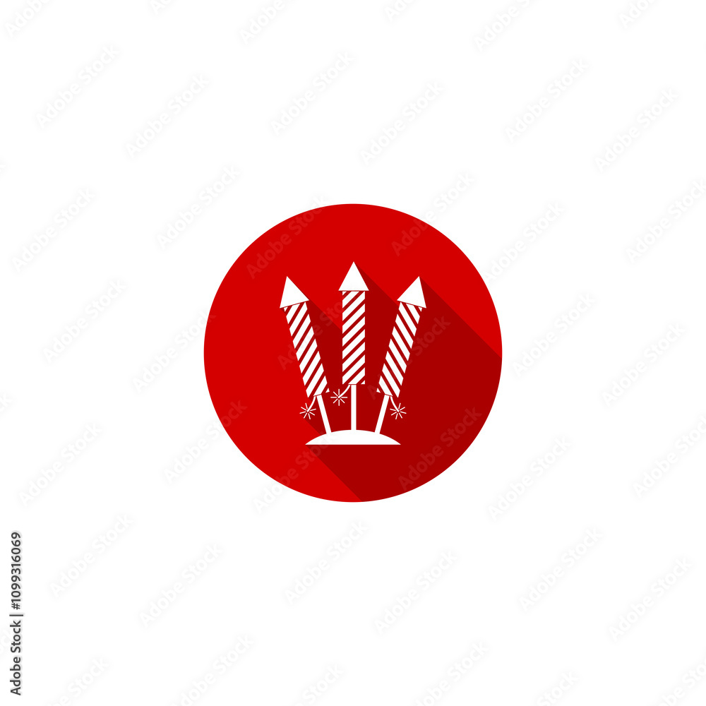 Poster fireworks with rocket sign icon isolated on transparent background