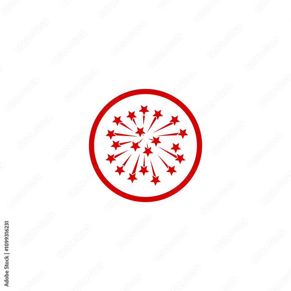 Poster fireworks with stars icon isolated on transparent background