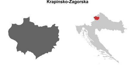 Obraz premium Krapinsko-Zagorska county blank outline map set
