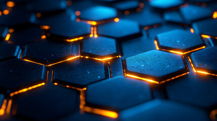 Obraz premium Illuminated Hexagonal Grid Abstract Background Design
