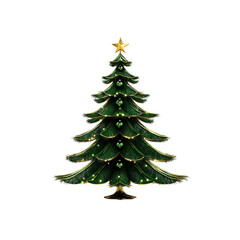 Fototapeta premium Elegant Green and Gold Christmas Tree - 3D Render