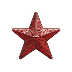 Fototapeta premium Red Metallic Star Ornament - Festive Holiday Decoration
