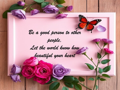 pink board with red butterfly