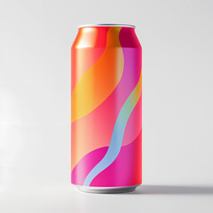 Fototapeta premium A vibrant soda can with a bold graphic design isolated on a white backdrop