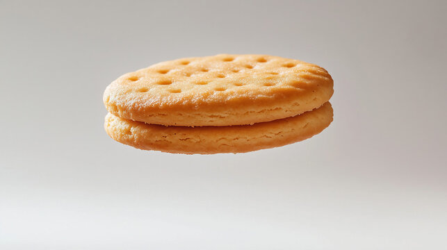 Delicious Honey Cardamom Biscuit Mid-Air on Isolated White Clean Background, Dessert Concept