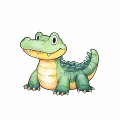 Fototapeta premium A whimsical cartoon alligator character set in a vibrant digital world. On white background