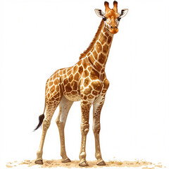 Fototapeta premium Explore the unique feeding habits of giraffes in their natural habitat. On white background