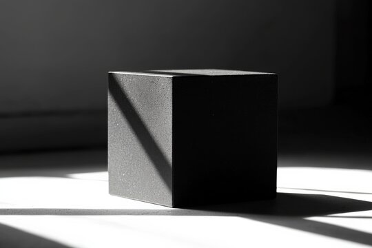 Blackbox. Mysterious White Box with Shadows, Revealing a Surprise Secret
