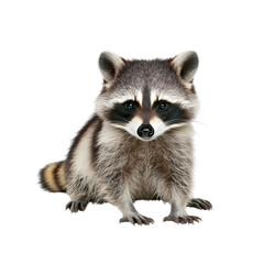 Obraz premium Adorable North American Raccoon Sitting on White Background