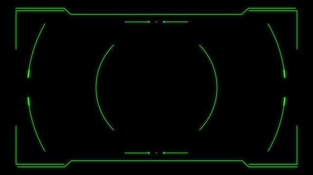Abstract futuristic HUD aim animation. Cyberpunk style distorted HUD screen reticle.