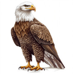 Obraz premium Captivating eagle showcases strength and beauty in its natural habitat. On white background