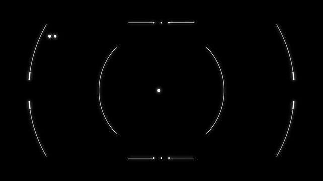 Abstract futuristic HUD aim animation. Cyberpunk style distorted HUD screen reticle.