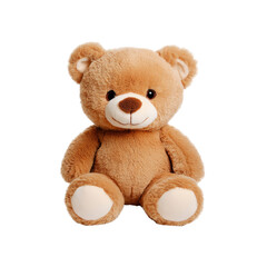 Obraz premium Adorable Light Brown Teddy Bear Plush Toy Sitting Isolated on White Background