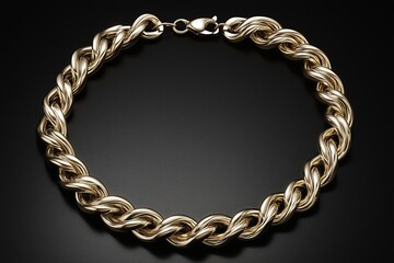 Gold chain bracelet on black background