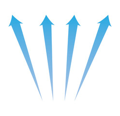 Set of blue arrow showing air or wind flow. Air conditioner direction. Isolated on transparent background element