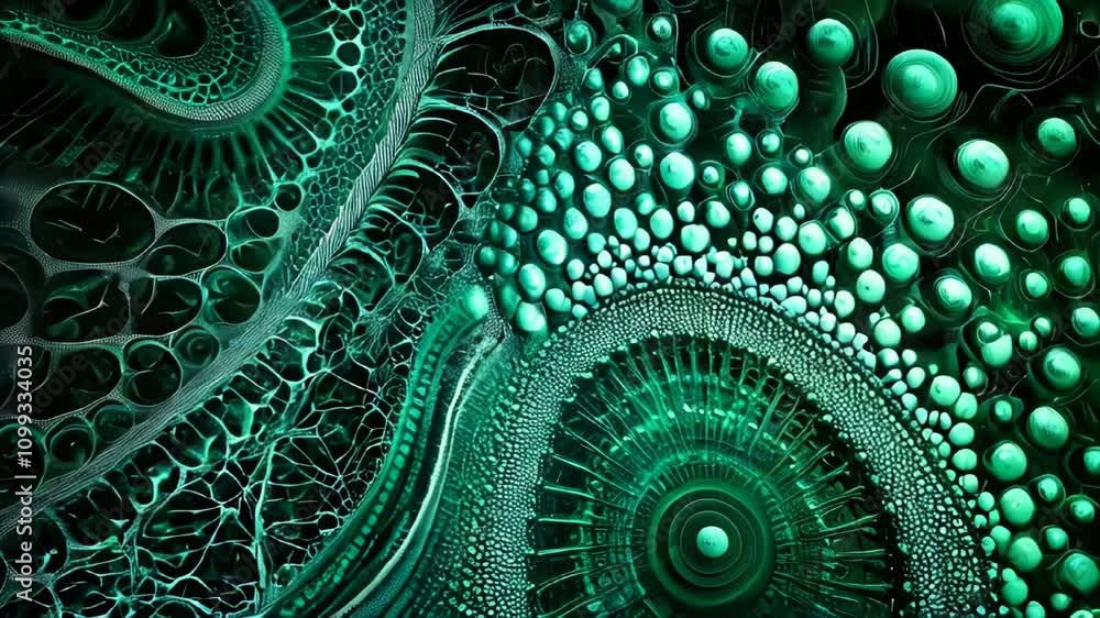 Poster a pulsating mosaic of green data technology, digital high tech concept