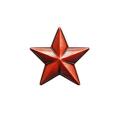 Obraz premium Red Metallic Five-Pointed Star, 3D Render on White Background