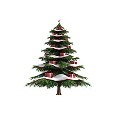Fototapeta premium Snow-Covered Christmas Tree with Red Presents