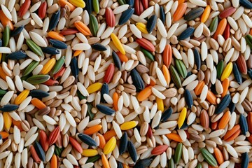 Colorful assortment of various seeds on display