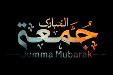 3D Jumma Mubarak calligraphy in blue on a Transparent background, translation blessed Friday, Jumma Mubarak PNG Calligraphy For Social Media Posts Islamic Design