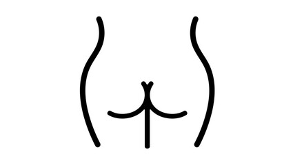 Curvy woman naked back, black isolated silhouette