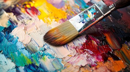 Fototapeta premium A symphony of colors: Brushstrokes dance on canvas, creating an abstract masterpiece. Explore the vibrant textures and artistic expression in this captivating artwork.