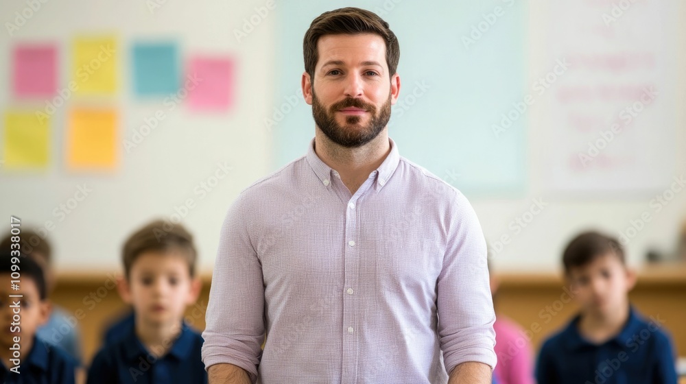 Aufkleber experienced educator guiding dynamic classroom lesson with actively participating students in an edu