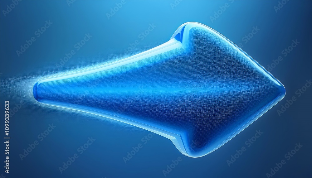 Poster a blue arrow-shaped design created with a spray effect against a gradient background, symbolizing di