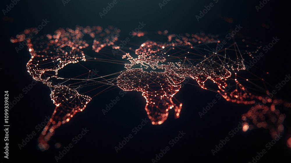 Poster exchange rate reporting visualized as interlinked nodes on a digital network, showing the flow of gl