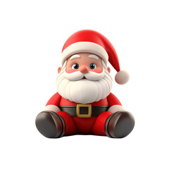 Adorable 3D Render of Santa Claus Sitting, Christmas Character