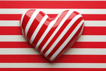 Obraz premium Candy Cane Heart. Christmas Red and White Candy with Festive Stripes