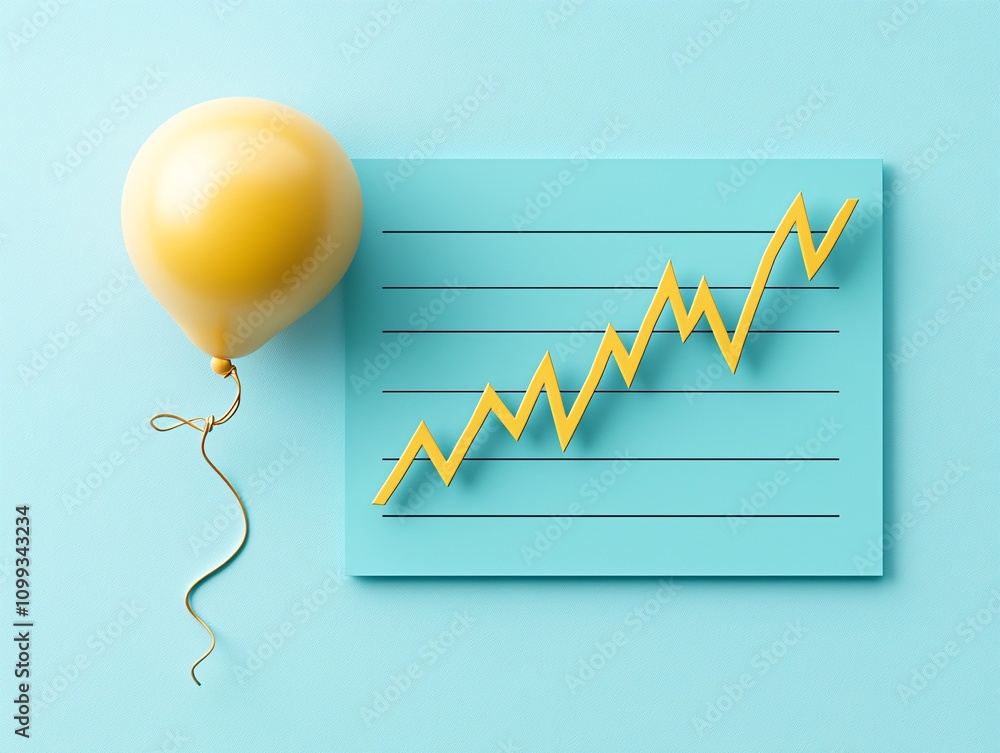 Aufkleber creative representation of inflation trends using dynamic graphs and metaphorical balloons