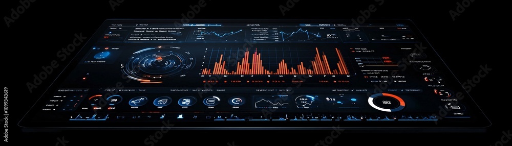 Poster a futuristic dashboard showing credit risk and default probabilities under different economic scenar