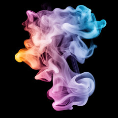 Colorful smoke swirls create abstract and vivid display against black background, evoking sense of movement and fluidity