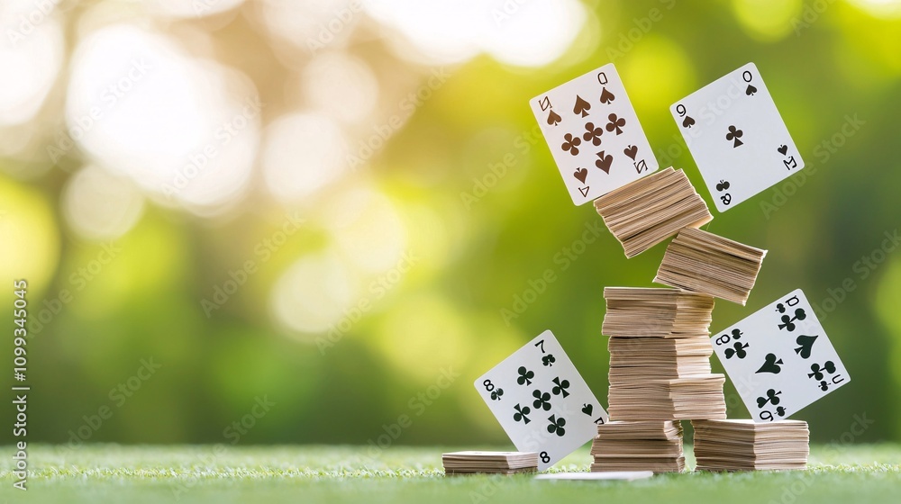Poster a conceptual image showing a house of cards representing fragile financial systems