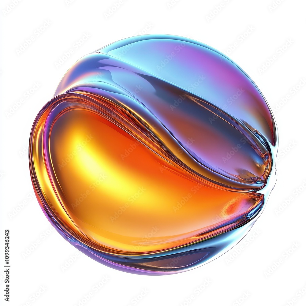 Poster a vibrant, abstract sphere with smooth curves and a gradient of colors.