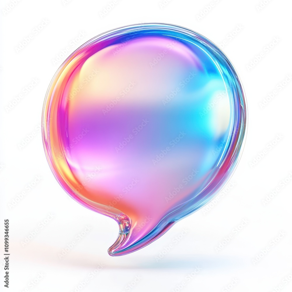 Poster a colorful, translucent speech bubble symbolizing communication and dialogue.