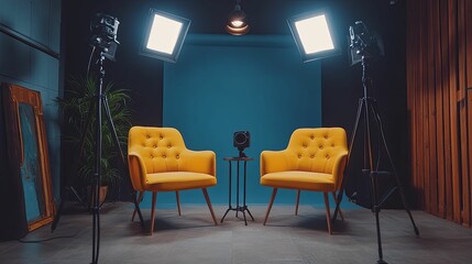 Yellow Chairs Studio Recording Setup Professional Video