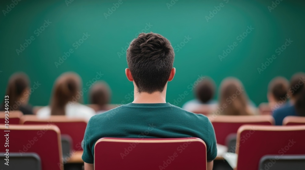 Aufkleber group of engaged students sitting in a classroom setting listening attentively to a lecture or prese