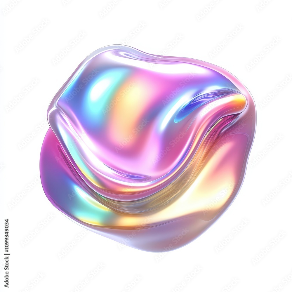 Poster a colorful, iridescent blob with smooth, flowing shapes reflecting light.