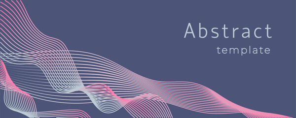 Abstract background with wavy lines. Trendy color of the year 2025 Future Dusk. Horizontal format.