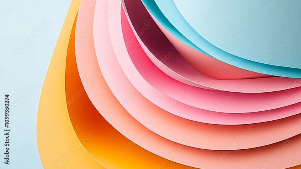 Poster abstract background with colorful paper shapes in pastel colors. minimalist geometric design with cu