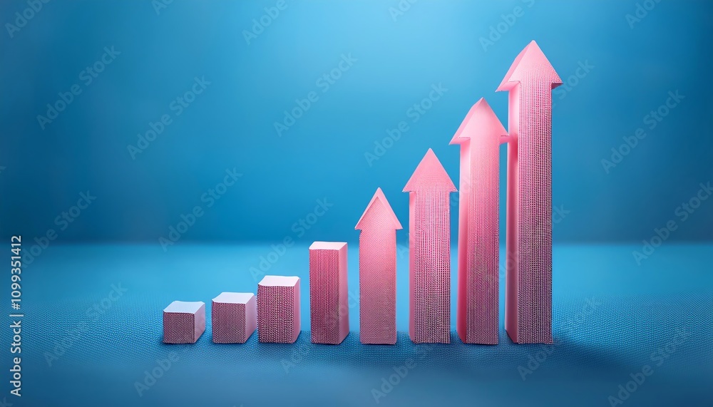 Poster a vibrant 3d graph displays rising bars, symbolizing growth and progress in a visually engaging mann