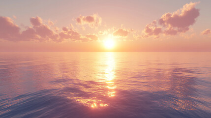 Obraz premium Sunset over a calm ocean with shimmering light