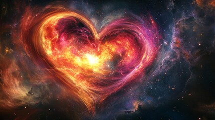 Fototapeta premium A surrealistic heart composed of swirling cosmic gases and bright stardust, set against a deep space backdrop, Artistic style